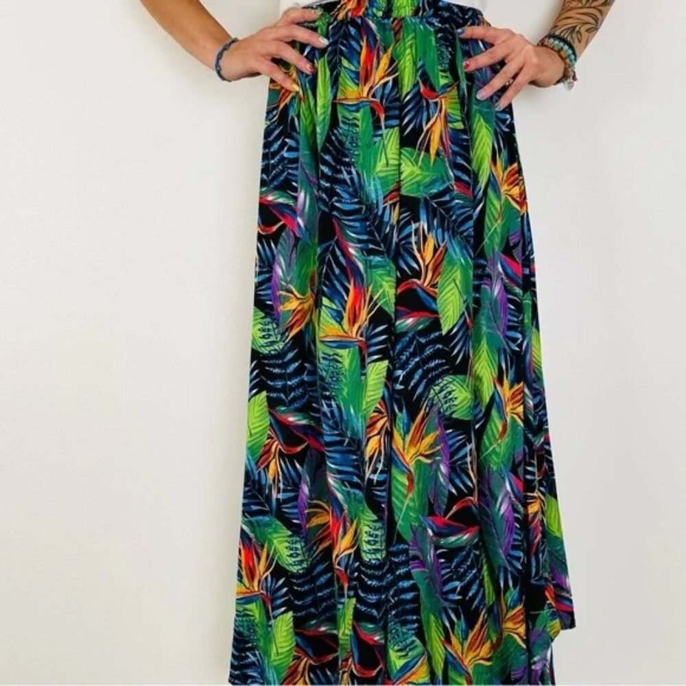 Rachel Zoe Maxi Skirt Tropical Colorful Elastic Waist Pull On Size Medium